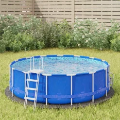 vidaXL poolunderlag Ø244 cm polyester-geotekstil lysegrå