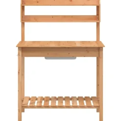 vidaXL pottebænk med vask 147,5x44x139,5 cm massivt grantræ brun