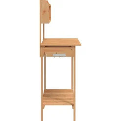 vidaXL pottebænk med vask 147,5x44x139,5 cm massivt grantræ brun