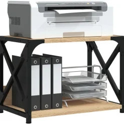 vidaXL printerstativ 2 hylder 44x26x31,5 cm konstrueret træ sonoma-eg