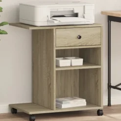 vidaXL printerstativ med hjul 60x40x68,5 cm sonoma-eg