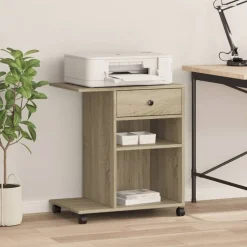 vidaXL printerstativ med hjul 60x40x68,5 cm sonoma-eg