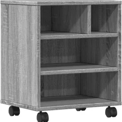 vidaXL printerstativ med hjul 41x32x48 cm grå sonoma-eg