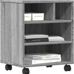 vidaXL printerstativ med hjul 41x32x48 cm grå sonoma-eg