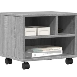vidaXL printerstativ med hjul 41x32x34,5 cm grå sonoma-eg