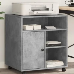 vidaXL printerstativ med hjul 60x50x67 cm betongrå