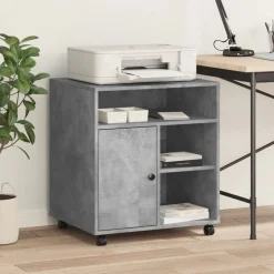 vidaXL printerstativ med hjul 60x50x67 cm betongrå