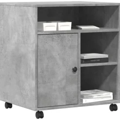 vidaXL printerstativ med hjul 60x50x67 cm betongrå