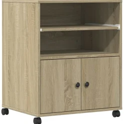 vidaXL printerstativ med hjul 60x48x74 cm sonoma-eg