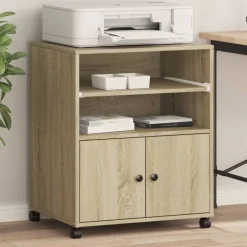 vidaXL printerstativ med hjul 60x48x74 cm sonoma-eg