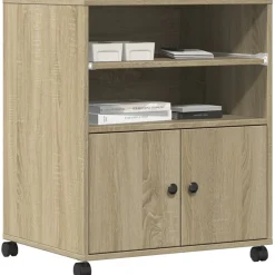 vidaXL printerstativ med hjul 60x48x74 cm sonoma-eg