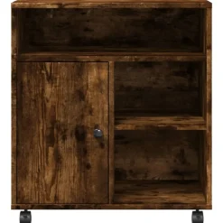 vidaXL printerstativ med hjul 60x50x67 cm røget egetræsfarve