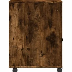 vidaXL printerstativ med hjul 60x50x67 cm røget egetræsfarve