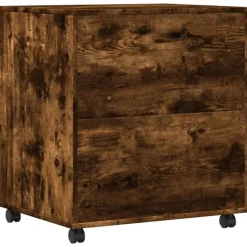 vidaXL printerstativ med hjul 60x50x67 cm røget egetræsfarve