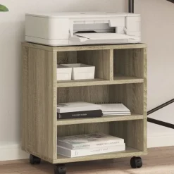 vidaXL printerstativ med hjul 41x32x48 cm sonoma-eg