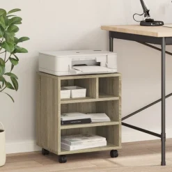 vidaXL printerstativ med hjul 41x32x48 cm sonoma-eg