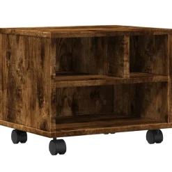 vidaXL printerstativ med hjul 41x32x34,5 cm røget egetræsfarve