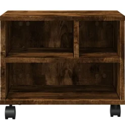 vidaXL printerstativ med hjul 41x32x34,5 cm røget egetræsfarve