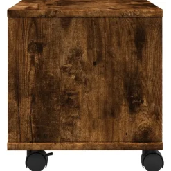 vidaXL printerstativ med hjul 41x32x34,5 cm røget egetræsfarve