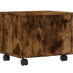 vidaXL printerstativ med hjul 41x32x34,5 cm røget egetræsfarve