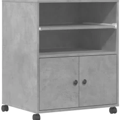 vidaXL printerstativ med hjul 60x48x74 cm betongrå