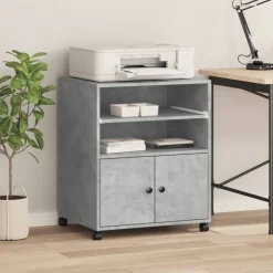 vidaXL printerstativ med hjul 60x48x74 cm betongrå