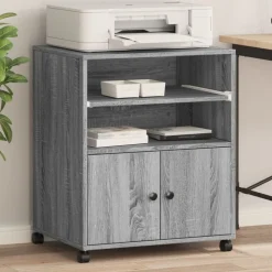 vidaXL printerstativ med hjul 60x48x74 cm grå sonoma-eg