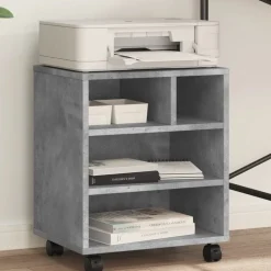 vidaXL printerstativ med hjul 41x32x48 cm betongrå