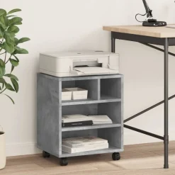 vidaXL printerstativ med hjul 41x32x48 cm betongrå