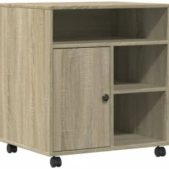vidaXL printerstativ med hjul 60x50x67 cm sonoma-eg