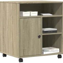 vidaXL printerstativ med hjul 60x50x67 cm sonoma-eg