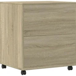 vidaXL printerstativ med hjul 60x50x67 cm sonoma-eg