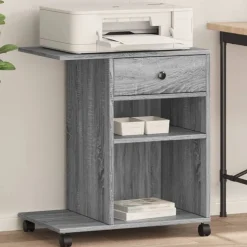 vidaXL printerstativ med hjul 60x40x68,5 cm grå sonoma-eg