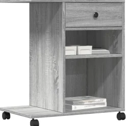 vidaXL printerstativ med hjul 60x40x68,5 cm grå sonoma-eg