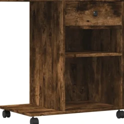 vidaXL printerstativ med hjul 60x40x68,5 cm røget egetræsfarve