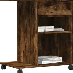 vidaXL printerstativ med hjul 60x40x68,5 cm røget egetræsfarve