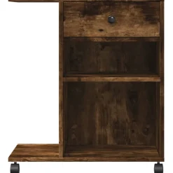 vidaXL printerstativ med hjul 60x40x68,5 cm røget egetræsfarve