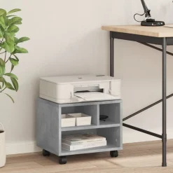 vidaXL printerstativ med hjul 41x32x34,5 cm betongrå