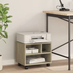 vidaXL printerstativ med hjul 41x32x34,5 cm sonoma-eg