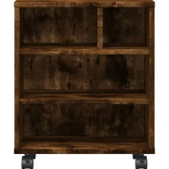 vidaXL printerstativ med hjul 41x32x48 cm røget egetræsfarve