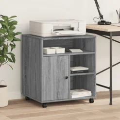 vidaXL printerstativ med hjul 60x50x67 cm grå sonoma-eg