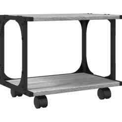 vidaXL printerstativ 41x28x33,5 cm 2 hylder konstrueret træ grå sonoma