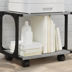 vidaXL printerstativ 41x28x33,5 cm 2 hylder konstrueret træ grå sonoma
