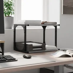 vidaXL printerstativ 41x28x33,5 cm 2 hylder konstrueret træ grå sonoma