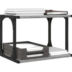 vidaXL printerstativ 41x28x33,5 cm 2 hylder konstrueret træ grå sonoma