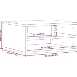 vidaXL printerstativ 49x40x22,5 cm konstrueret træ grå sonoma-eg