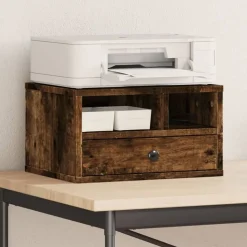vidaXL printerstativ 40x32x22,5 cm konstrueret træ røget egetræsfarve