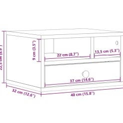 vidaXL printerstativ 40x32x22,5 cm konstrueret træ røget egetræsfarve