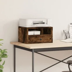 vidaXL printerstativ 40x32x22,5 cm konstrueret træ røget egetræsfarve
