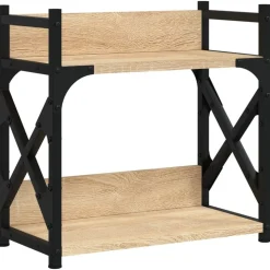 vidaXL printerstativ 40x20x40 cm 2 hylder konstrueret træ sonoma-eg